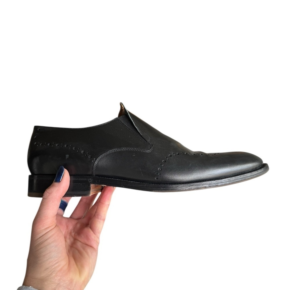 Allen Edmonds Lucca Black Leather Slip-On Loafers 11 D Luxury Dress Shoes